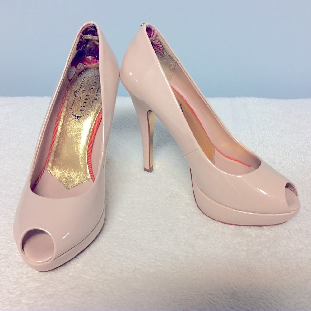 - TED BAKER Pink Champagne Platform Peep-Toe…